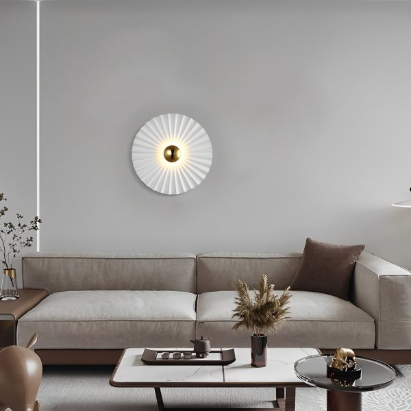 Lotus Leaf Round Pleated LED Creative White Modern Wall Lights Fixture - Image 5