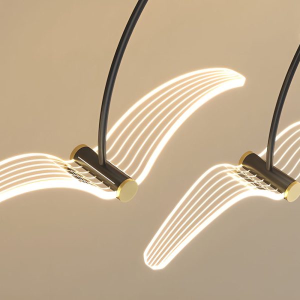 2/4-Light Modern LED Acrylic Seagull Linear Chandelier for Dining - Image 6