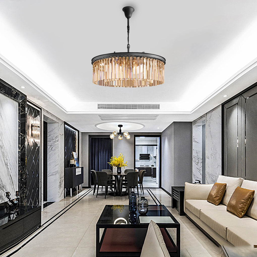 8-f795bf18-1671-4b6e-878f-d6a2e40219e8.jpg Round Metal Crystal Strip Retro American Style Chandelier Pendant Lamp - Image 1