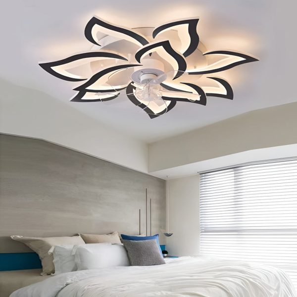 Creative Flower Shaped Three Step Dimming LED Nordic Ceiling Fan Lights - Image 2