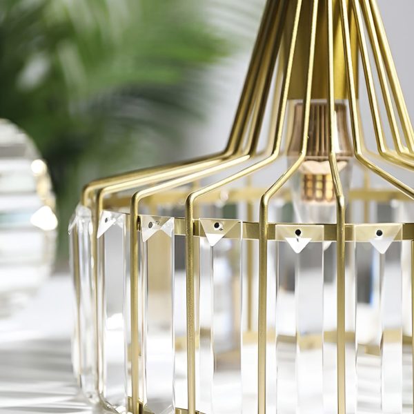 Drum-shaped Crystal Metal Modern Chandelier Pendant Light Hanging Lamp - Image 8