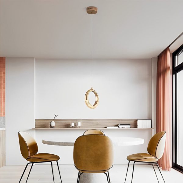 Ring Shaped LED Electroplated Metal Modern Pendant Light Hanging Lamp Chandeliers - Image 4