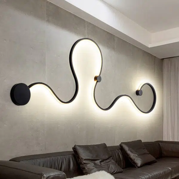 Modern Long Aluminum Snake Shaped 1-Light Curved LED Wall Sconce Lamp - Image 7
