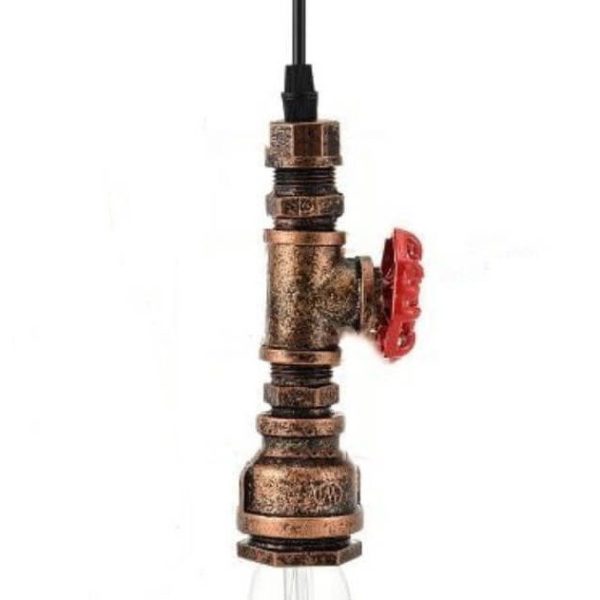 Industrial Retro Water Pipe Aged Metal 1-Light Pendant Light - Image 12