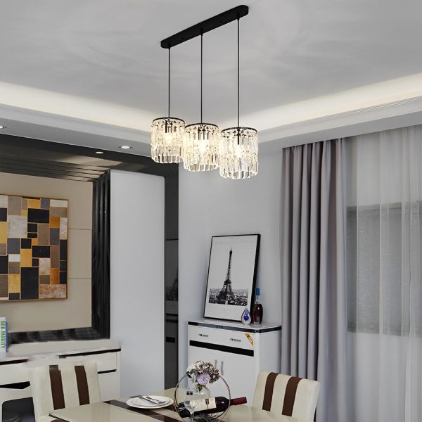 Cylindrical Crystal Shade Three Step Dimming Nordic Hanging Lights Fixture - Image 3
