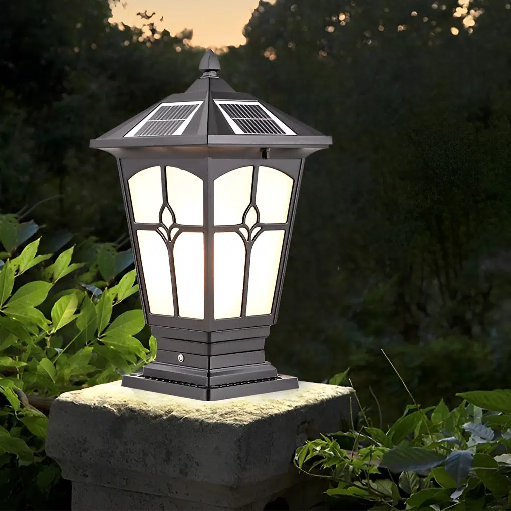 9-02fe151c-3eab-46e4-a0d3-110977b30c68.jpg Waterproof Aluminum LED Brown Retro Solar Solar Post Cap Lights Pillar Lamp - Image 1
