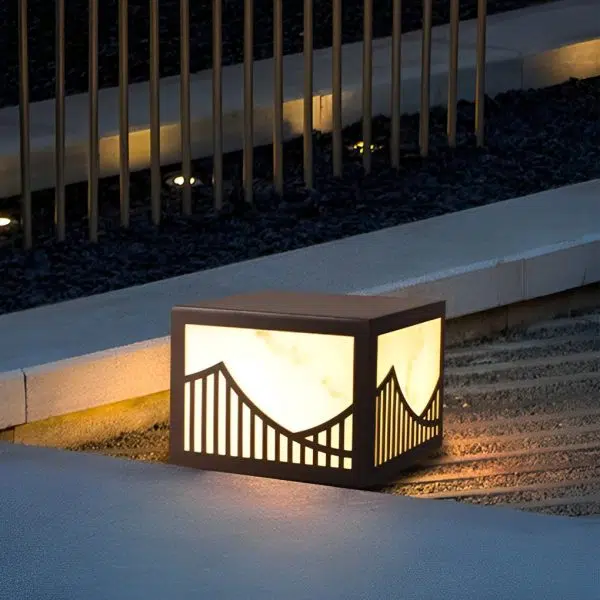 Waterproof LED Mountain Scenery Modern Solar Deck Post Lights Lawn Lights - Image 2