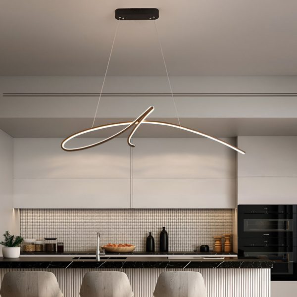Creative Line Stepless Dimming LED Black Nordic Kitchen Pendant Lighting - Image 3