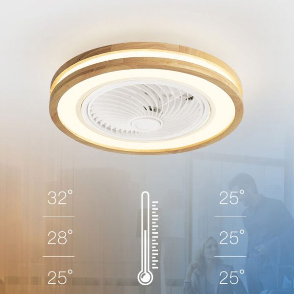 Modern Minimalist Wood Geometric LED Flush Mount Ceiling Fan Light - Image 21