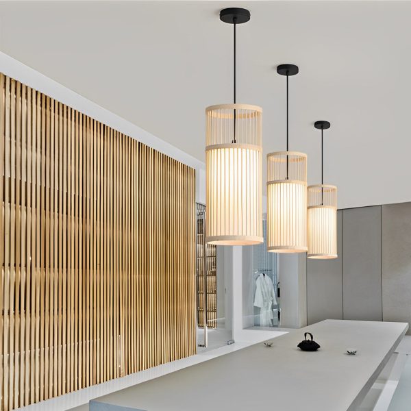 Creative Minimalist Bamboo Hand Woven LED Retro Modern Pendant Lights - Image 8