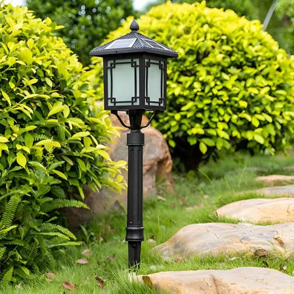 Ancient House Style Solar LED Post Light with 3-Step Dimming Durable Outdoor Lamp - Image 7