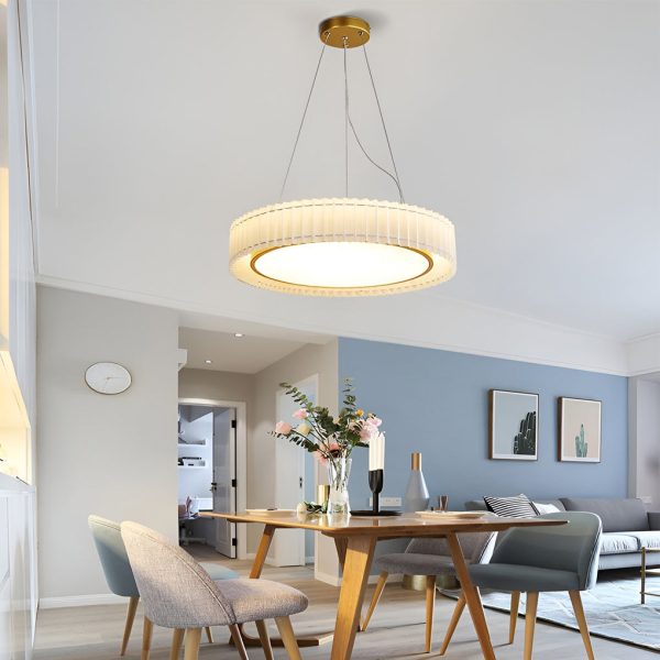 Circular Pleated 3 Step Dimming Light LED Nordic Ceiling Light Chandeliers - Image 3