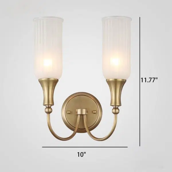 Vintage Rustic Brass Glass 1/2 Light Wall Sconce Lamp - Image 5