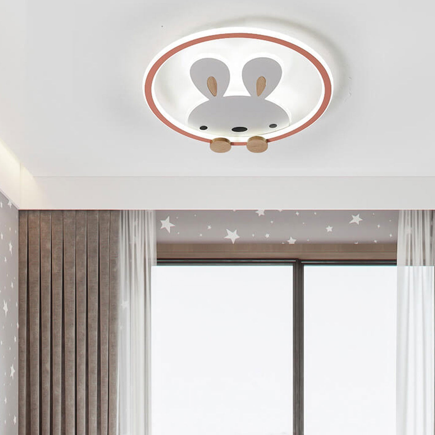 9-21141ea7-89bd-45a3-b718-ec2447ed0473.jpg Childlike Modern Simple Cartoon Rabbit Design LED Flush Mount Light - Image 1