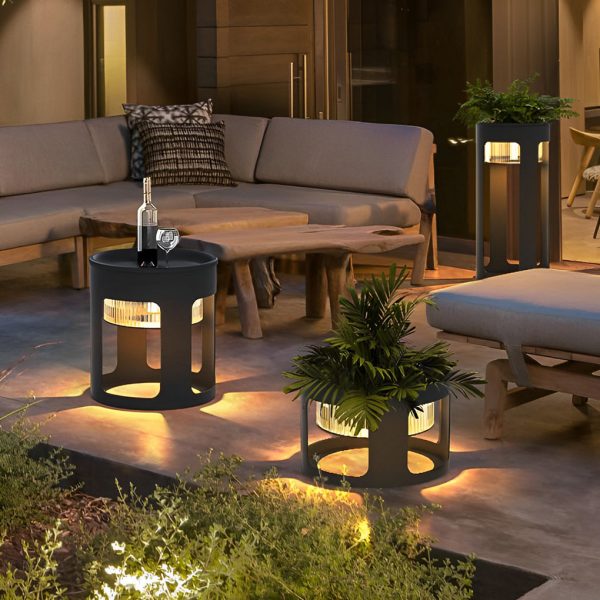 Round Table Lamp with Under-Table Lighting Solar-Powered LED Outdoor Light - Image 5