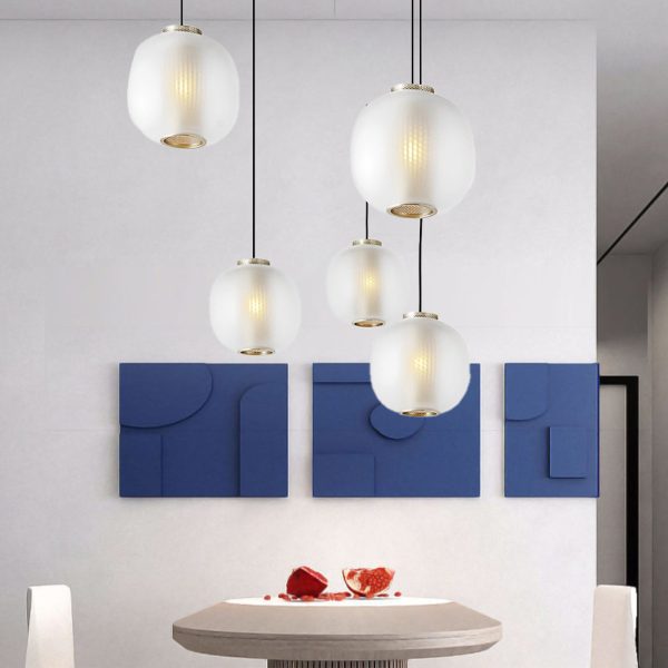 Round Lantern Shaped Glass LED Modern Pendant Light Hanging Ceiling Lights - Image 6