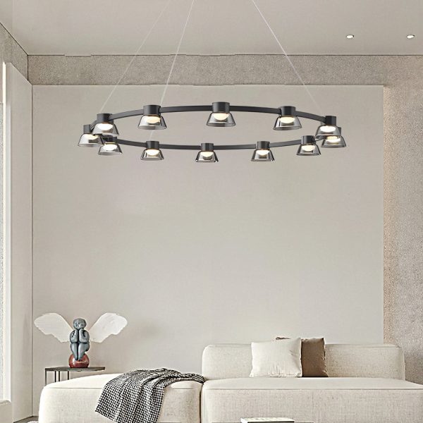 Ring LED Pendant with Smoke Gray Glass Shades - Image 6