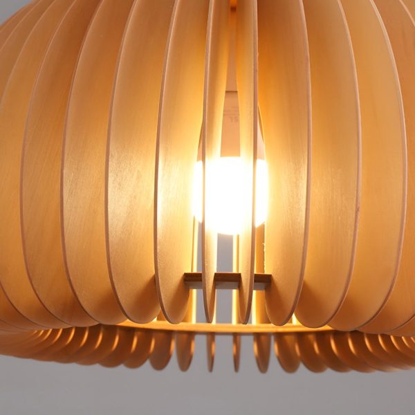 Creative Wood Pumpkin-Shaped Retro Nordic Chandelier Pendant Light - Image 9