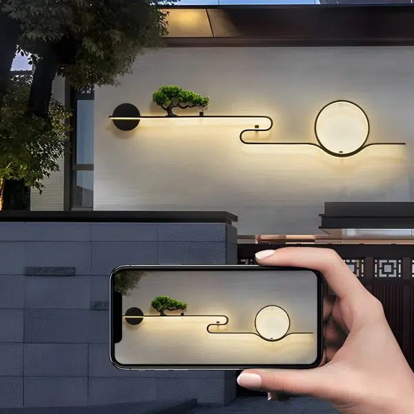 Moon Tree Scenery Waterproof LED Black Retro Outdoor Wall Lights Sconces - Image 7