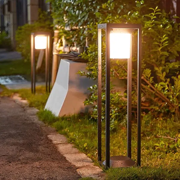 Adjustable Brightness LED Solar Path Lights Outdoor Black Modern Lawn Lamp - Image 4