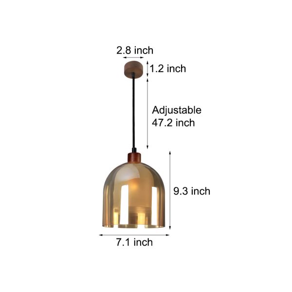 Double Glass Lampshade Creative Wood Brown Nordic Pendant Lights Fixture - Image 8
