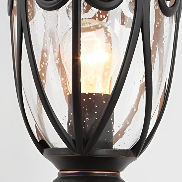 Round Bubble Glass Waterproof Black European Style Outdoor Pillar Lamp - Image 9