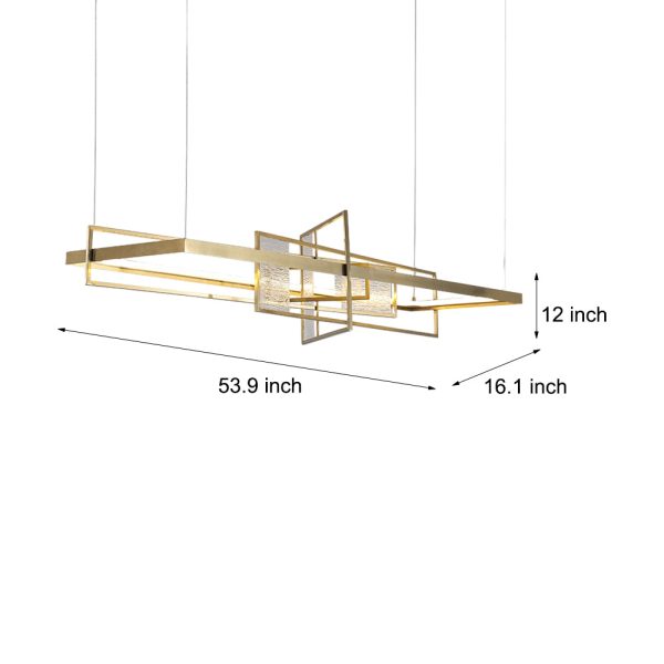 Rectangular Iron Frame Glass Decor LED Chandeliers Hanging Lights - Image 8