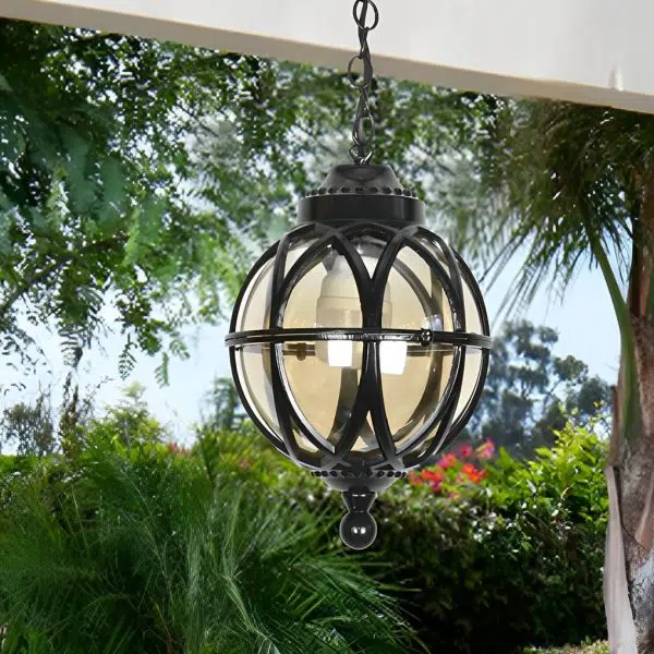 European-style Retro Pendant Aluminum Glass Hanging Ball Outdoor Ceiling Light - Image 9