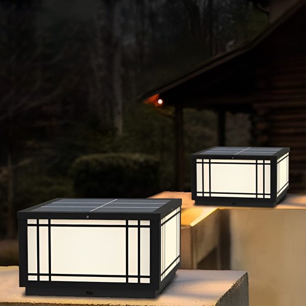 Retro Grilles Waterproof LED 3 Step Dimming Solar Fence Post Lights with Remote - Image 7