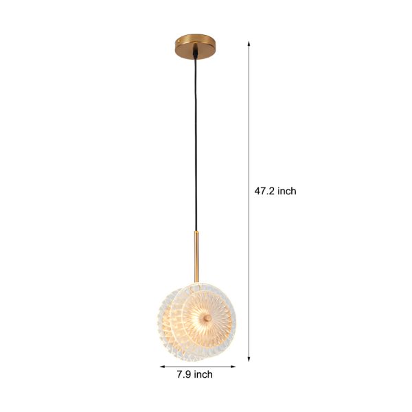 Modern Crystal Glass Disc Pendant Light with LED 1-Light Round Hanging Lamp - Image 6