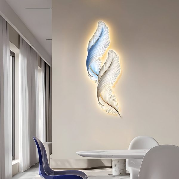 Feathers Creative Luxury Decorative Painting USB Remote LED Wall Lights - Image 6