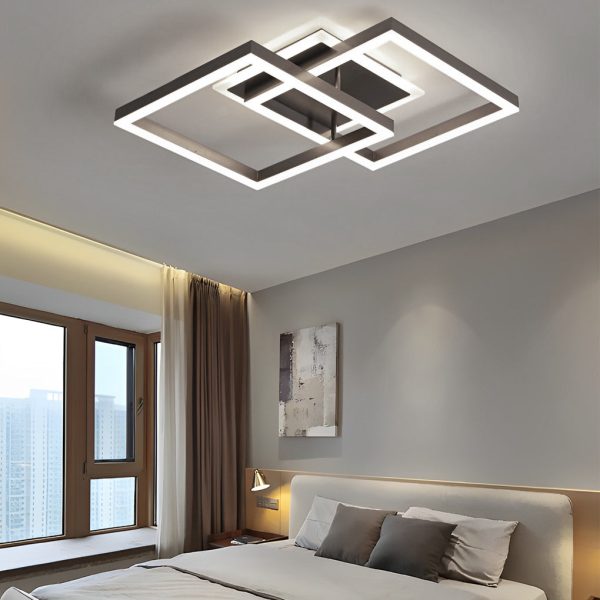 Square Overlapping LED Aluminum Brown Modern Ceiling Light Fixture - Image 4