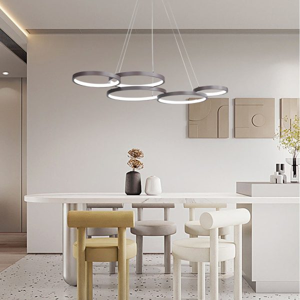 3 Rings Chandelier Dimmable Kitchen Dining Room Lighting Ceiling Lights with Remote Control - Image 4