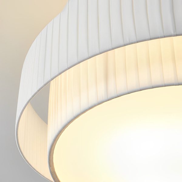 Double Layer Drum Pleated Fabric White Creative Nordic Chandelier Light - Image 6