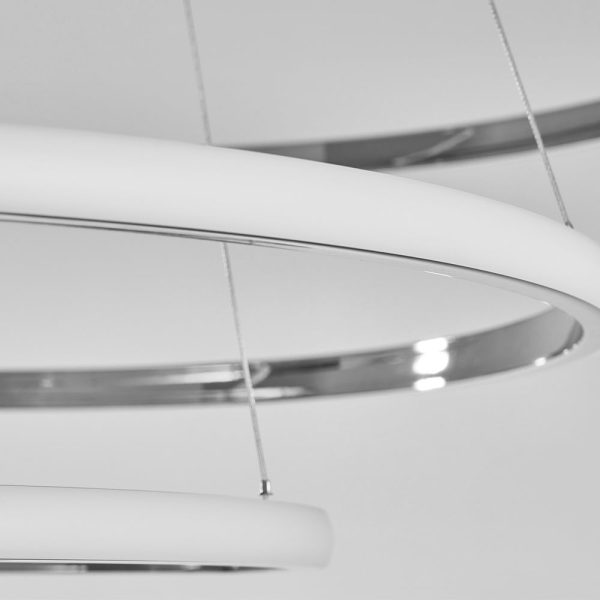 Contemporary Hanging 3/4-Light Tiered Ring Chandelier - Chrome - Image 8