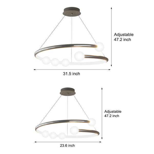 Minimalist Ring Ball 3 Step Dimming LED Nordic Chandelier Hanging Lamp - Image 7
