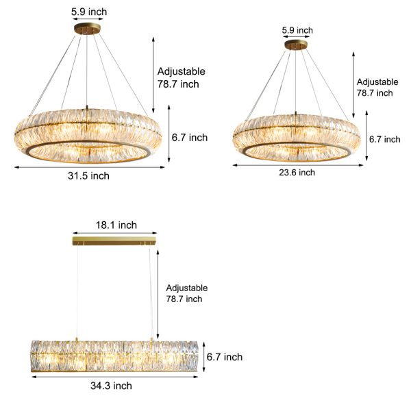 Round Glass Luxury 3 Step Dimming Simple Long Post-Modern Chandelier - Image 7