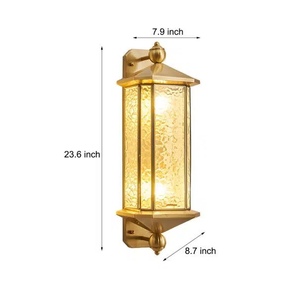 Elegant Brass Glass Lantern Copper Outdoor Wall Light - Image 7