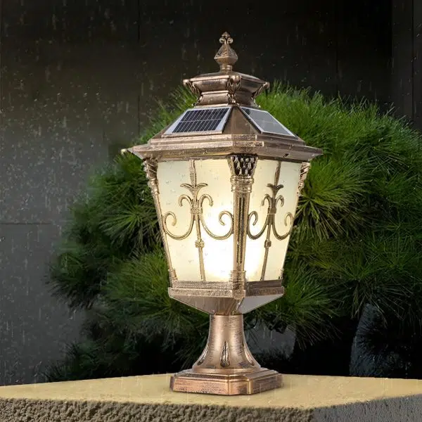 Retro Pattern Waterproof LED European Style Solar Fence Post Lights - Image 2