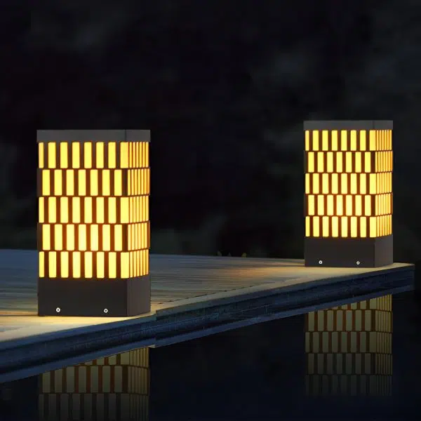 Retro Grid Designed Waterproof LED Black Modern Lawn Lamp Outdoor Lighting - Image 9