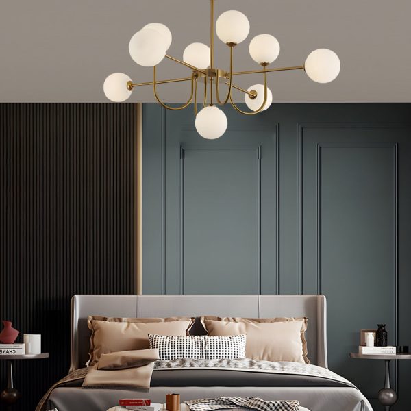 Amber Glass Globe Molecule Chandelier - Image 3