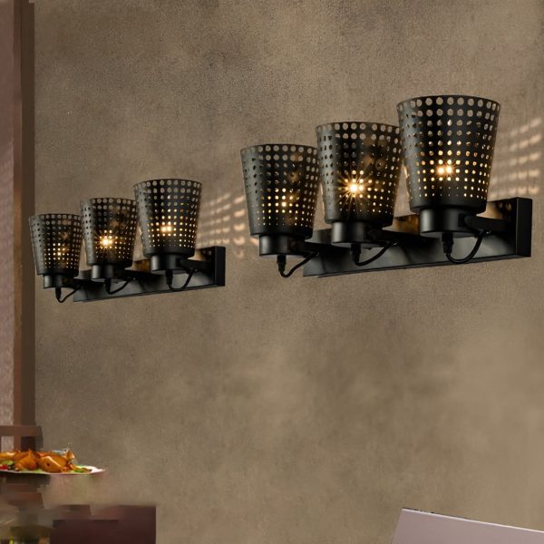 Retro Iron Hollow Adjustable Black Industrial Style Plug in Wall Sconce Lighting - Image 3