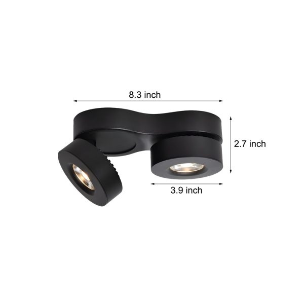 Modern Double Head Rotating Folding Ceiling-Mounted Spotlight in Black/White - Image 7