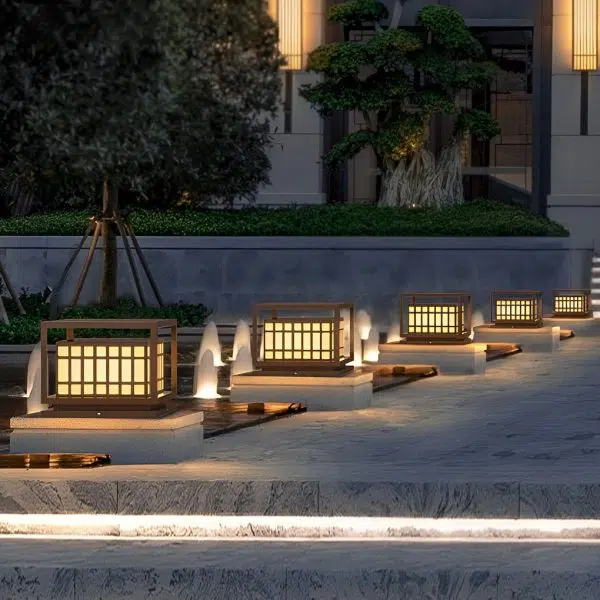 Square LED Waterproof Brown Modern Outdoor Deck Post Lights Pillar Light - Image 3