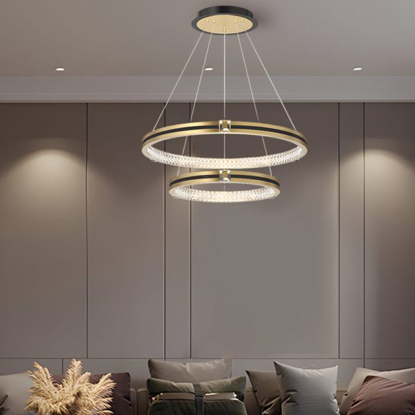 Simple Circles Rings Three Step Dimming Brushed Gold Modern Chandelier - Image 7