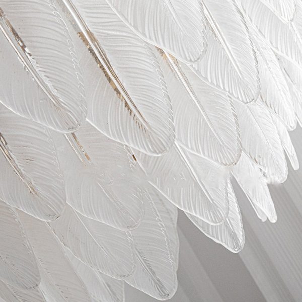 Glass Leaves Feathers Luxury Three Step Dimming French Style Wall Lamp - Image 5