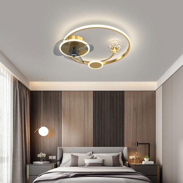 Modern Creative Circle Ball Design LED Flush Mount Ceiling Fan Light - Image 11