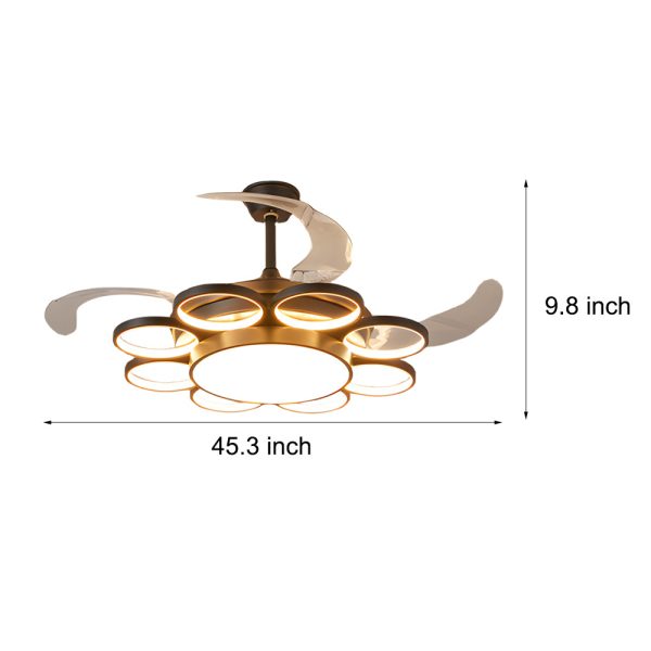 Invisible Silent Ceiling Fan Ring Remote LED Chandelier - Image 5