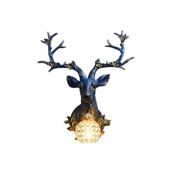 Retro Creative Fortune Deer Head Resin 1-Light Wall Sconce Lamp - Image 4