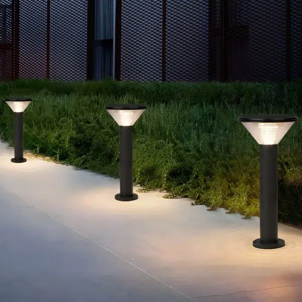 Round Light Control Induction Black Modern Outdoor Solar Pathway Lights - Image 7